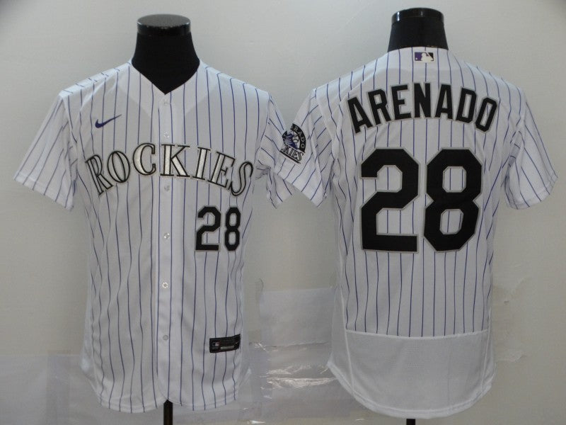 Men's Colorado Rockies Nolan Arenado #28 White Jersey